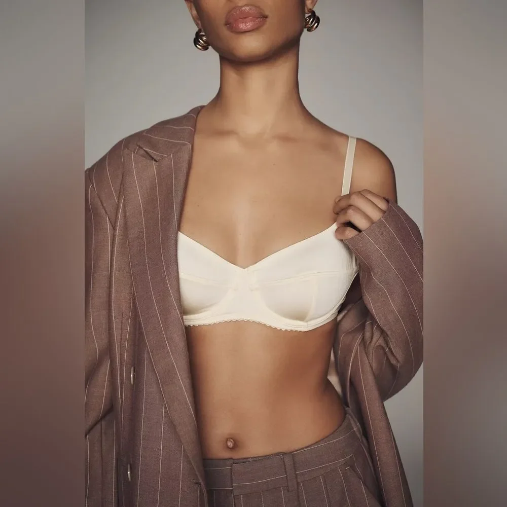 By Anthropologie Stretch Satin Bra Size M New - Picture 2 of 4